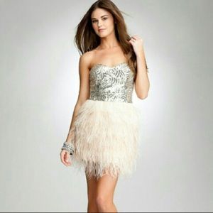 Bebe feather & sequin dress